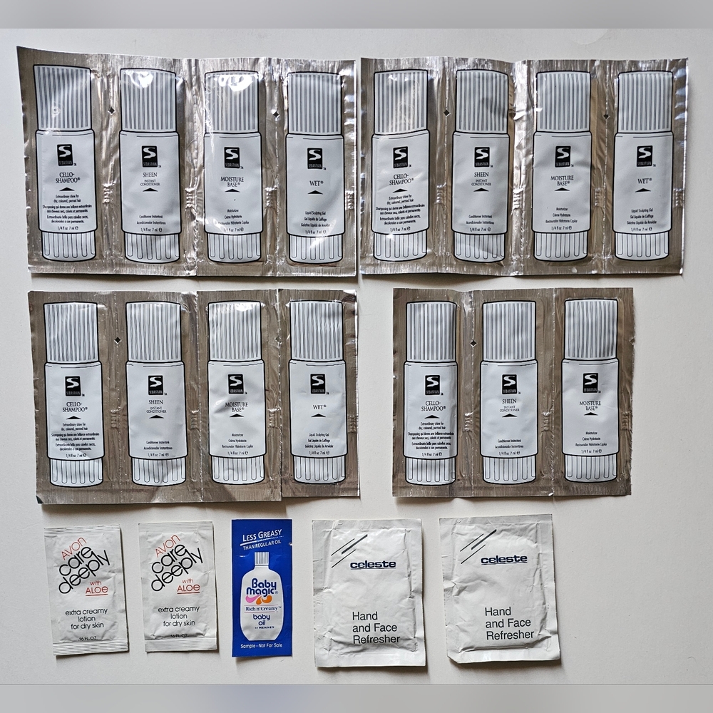 Sebastian 4-Packs Cello Shampoo, Conditioner, Moisture Base & Gel Lot 0.25 VTG